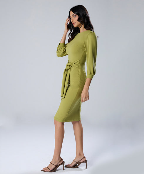 Waist Tie Ponte Bodycon Dress